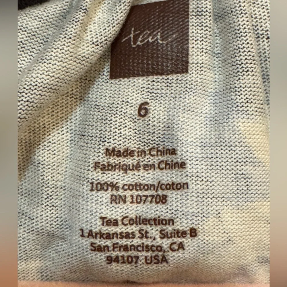 Tea Collection Black and White Floral Knit Fabric Dress Girls sz 6